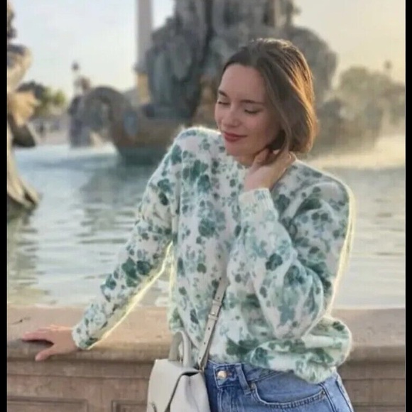 Sezane Sweaters - Sezane Amaya Jumper Peonies Vert - Size S